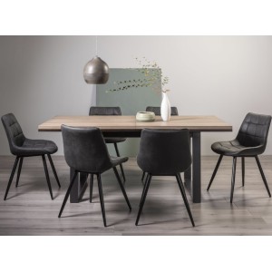 Bentley Designs Tivoli Weathered Oak 6-8 Seater Dining Table With 6 Seurat Dark Grey Faux Suede Fabric Chairs Bentley Designs Tivoli Weathered Oak 6-8 Seater Dining Table With 6 Seurat Dark Grey Faux Suede Fabric Chairs